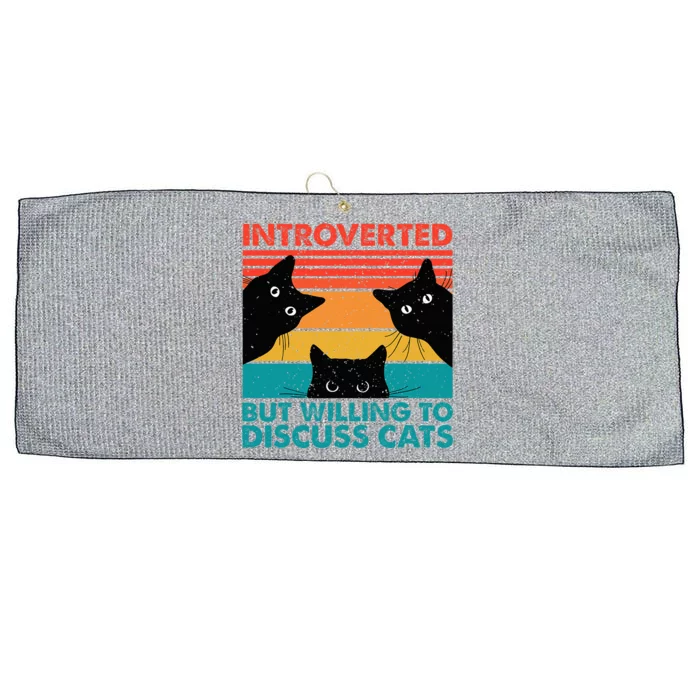 Cat Funny Introverted But Willing To Discuss Cats Large Microfiber Waffle Golf Towel