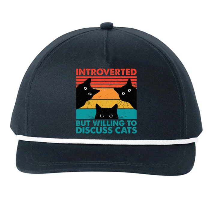 Cat Funny Introverted But Willing To Discuss Cats Snapback Five-Panel Rope Hat