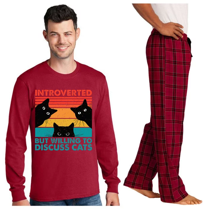 Cat Funny Introverted But Willing To Discuss Cats Long Sleeve Pajama Set