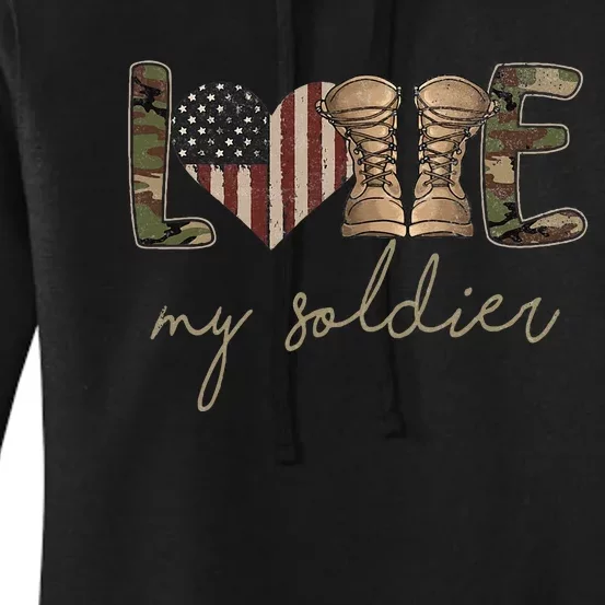 Camour Flag I Love My Soldier Military Army Wife USA Women's Pullover Hoodie