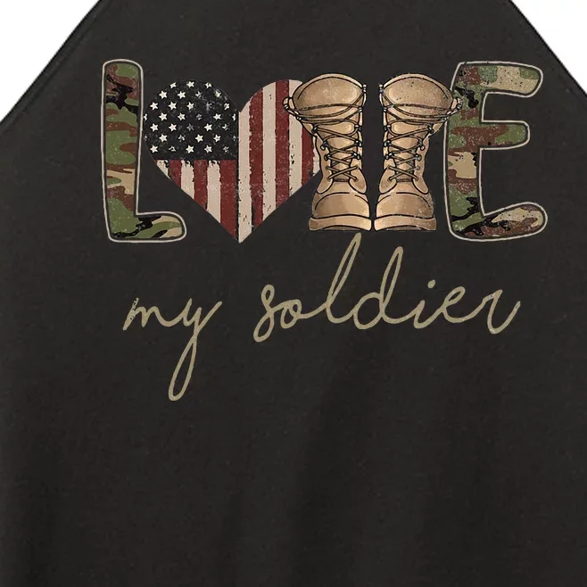 Camour Flag I Love My Soldier Military Army Wife USA Women’s Perfect Tri Rocker Tank