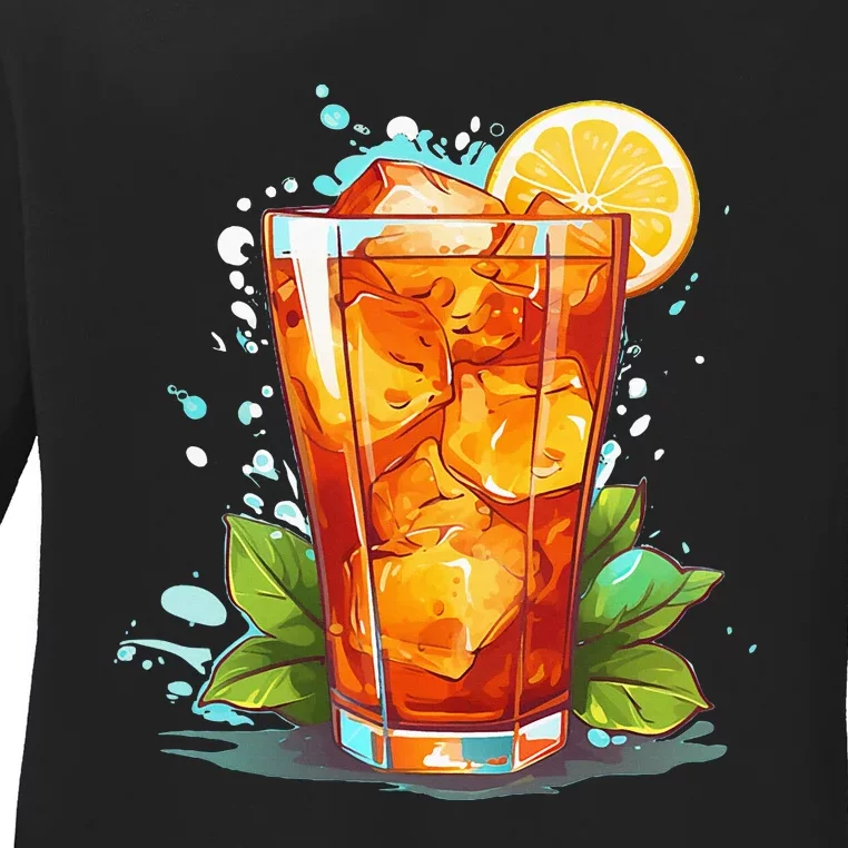 Cool Fruit Ice Tea For Soft Drink Lovers Ladies Long Sleeve Shirt