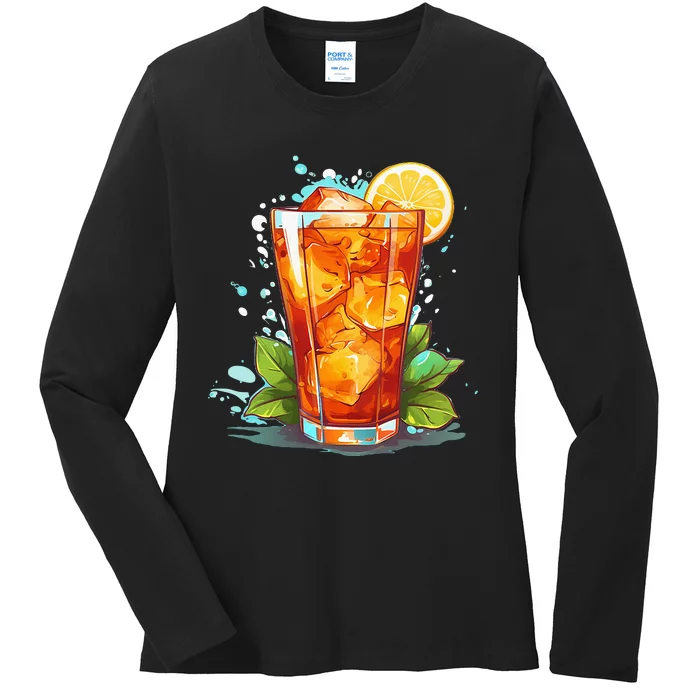 Cool Fruit Ice Tea For Soft Drink Lovers Ladies Long Sleeve Shirt