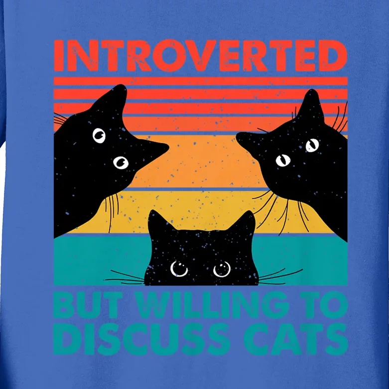 Cat Funny Introverted But Willing To Discuss Cats Kids Long Sleeve Shirt