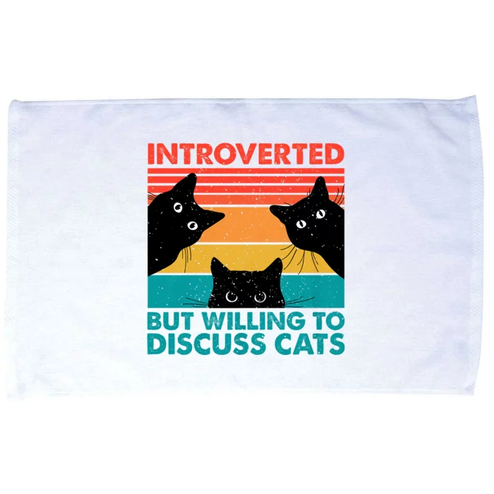 Cat Funny Introverted But Willing To Discuss Cats Microfiber Hand Towel