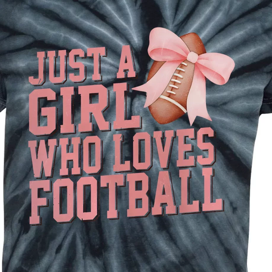 Coquette Football Just A Girl Who Love Football Kids Tie-Dye T-Shirt