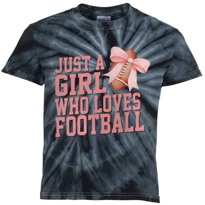 Coquette Football Just A Girl Who Love Football Kids Tie-Dye T-Shirt