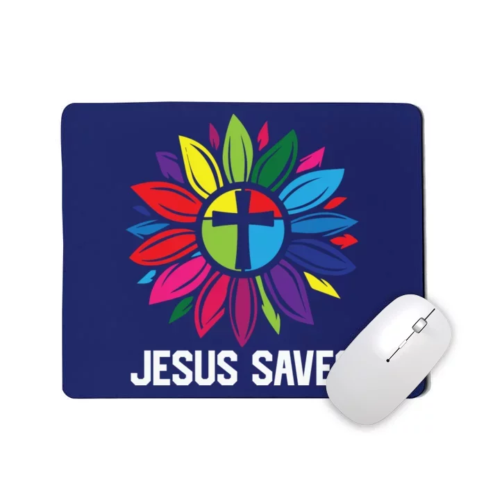 Cool Flower Jesus Saves Mousepad