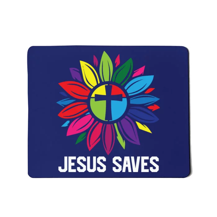 Cool Flower Jesus Saves Mousepad