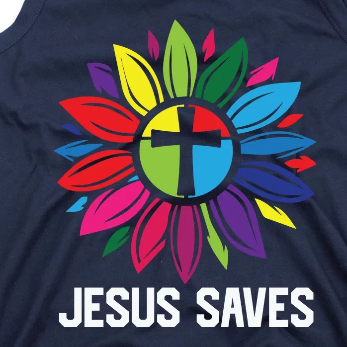 Cool Flower Jesus Saves Tank Top