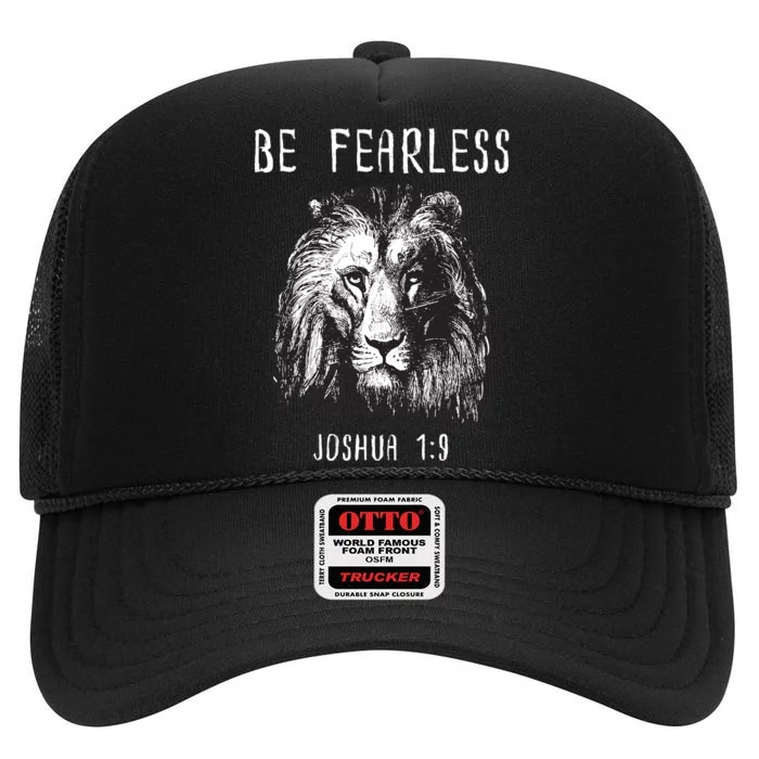 Christian Fearless Joshua 1:9 Faith Gift High Crown Mesh Trucker Hat