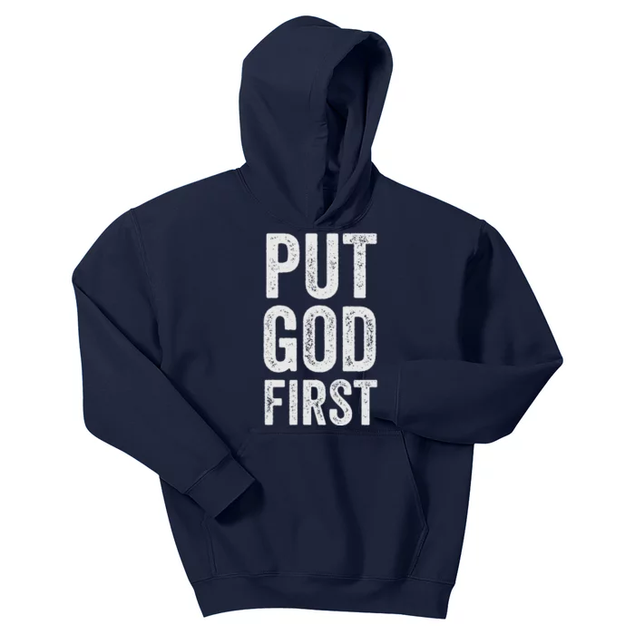 Christian Faith Jesus Gifts Women Put God First Kids Hoodie