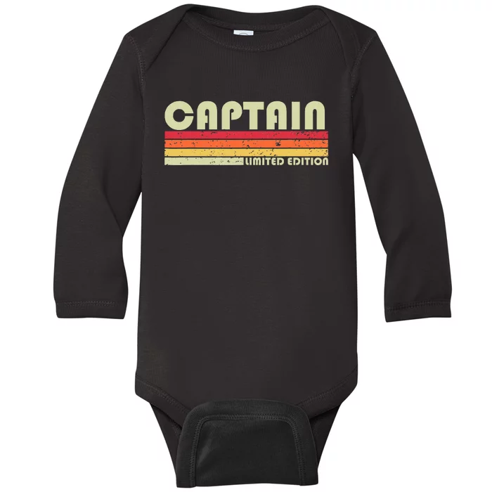 Captain Funny Job Title Profession Birthday Worker Idea Baby Long Sleeve Bodysuit