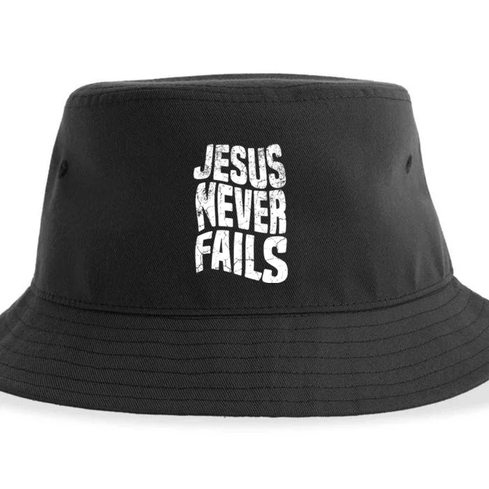 Christian Faith Jesus Never Fails Gift Sustainable Bucket Hat