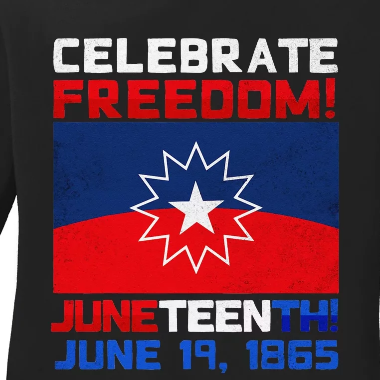 Celebrate Freedom Juneteenth Flag Black African Ladies Long Sleeve Shirt