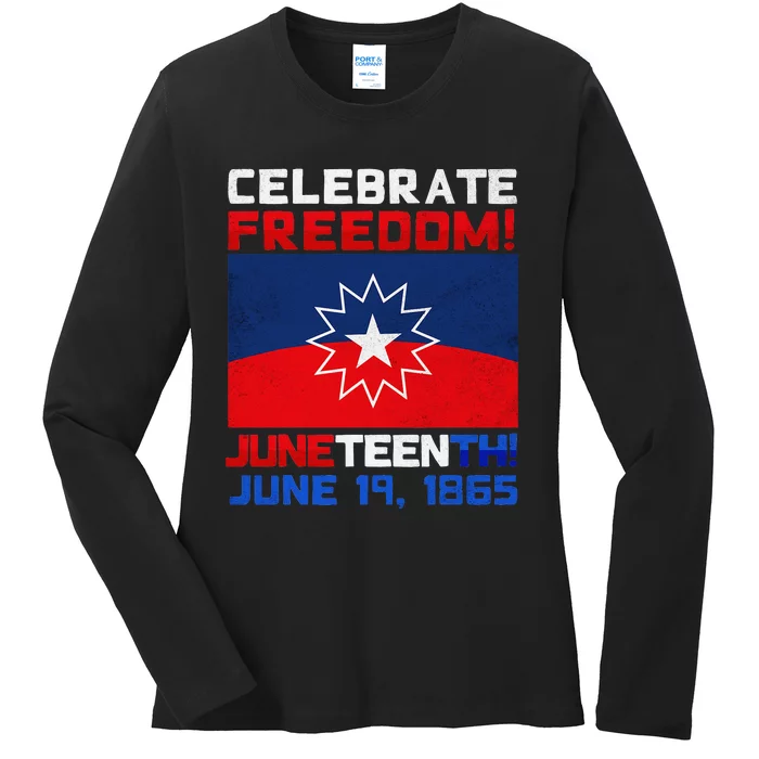 Celebrate Freedom Juneteenth Flag Black African Ladies Long Sleeve Shirt