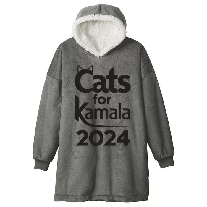 Cats For Kamala 2024 Funny Political Harris Supporter Hooded Wearable Blanket