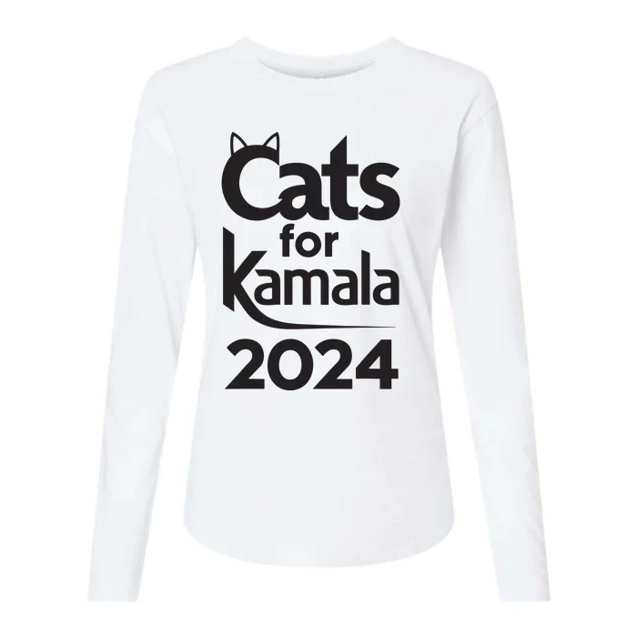 Cats For Kamala 2024 Funny Political Harris Supporter Womens Cotton Relaxed Long Sleeve T-Shirt