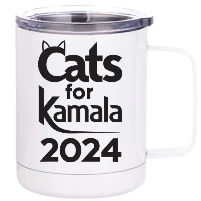 Cats For Kamala 2024 Funny Political Harris Supporter Front & Back 12oz Stainless Steel Tumbler Cup