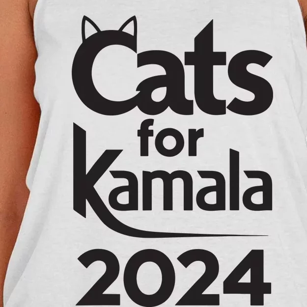 Cats For Kamala 2024 Funny Political Harris Supporter Women's Knotted Racerback Tank