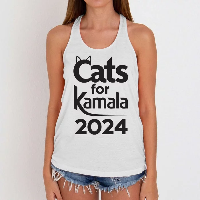 Cats For Kamala 2024 Funny Political Harris Supporter Women's Knotted Racerback Tank