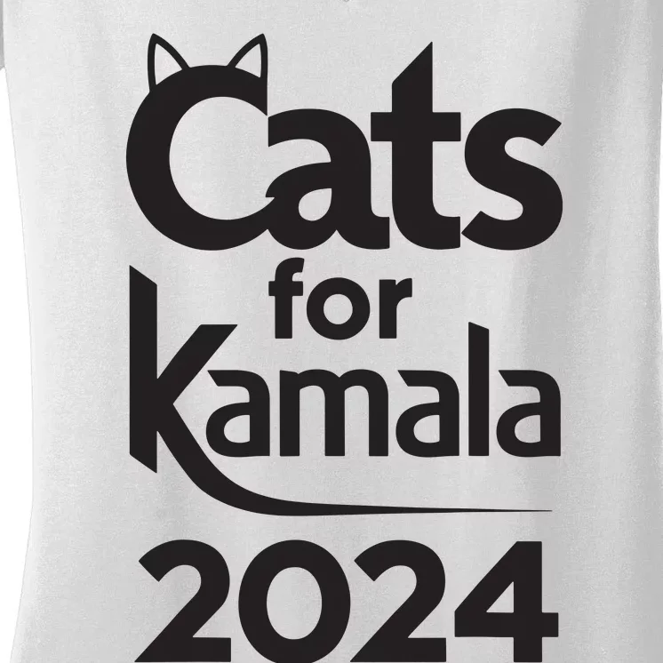 Cats For Kamala 2024 Funny Political Harris Supporter Women's V-Neck T-Shirt