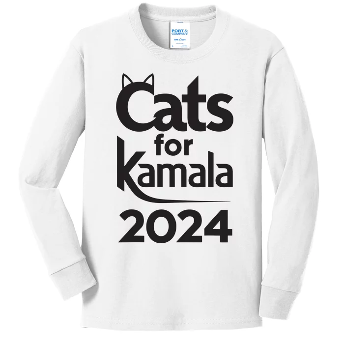 Cats For Kamala 2024 Funny Political Harris Supporter Kids Long Sleeve Shirt