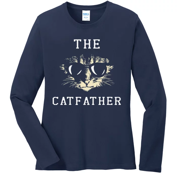 Cat Father Kitty Dad Fathers Day Meow Feline Gift Ladies Long Sleeve Shirt