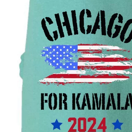 Chicago For Kamala 2024 Dnc Kamala Harris Supporter Doggie 3-End Fleece Hoodie