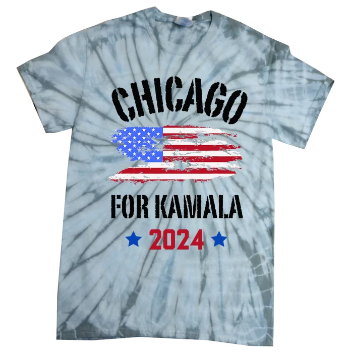 Chicago For Kamala 2024 Dnc Kamala Harris Supporter Tie-Dye T-Shirt