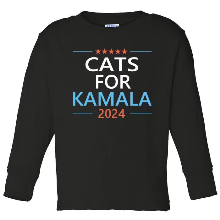 Cats For Kamala Harris 2024 Childless Cat Lady Jd Vance Toddler Long Sleeve Shirt