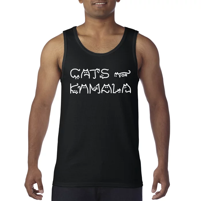 Cat For Kamala Kamala Harris Cat Lettering Positive Funny Tank Top