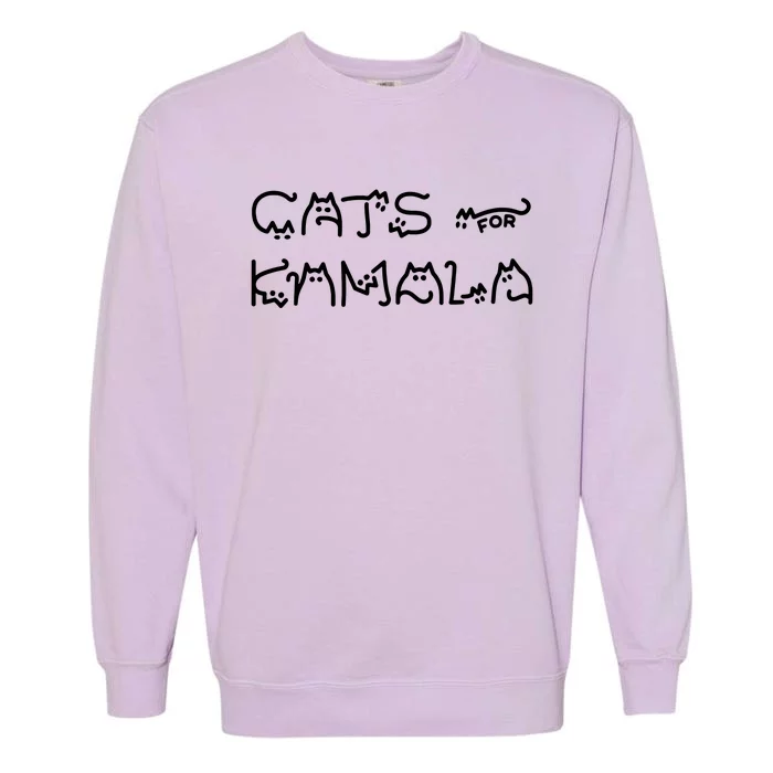 Cat For Kamala Kamala Harris Cat Lettering Positive Funny Garment-Dyed Sweatshirt