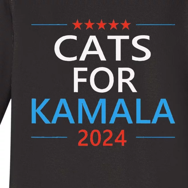 Cats For Kamala Harris 2024 Childless Cat Lady Jd Vance Baby Long Sleeve Bodysuit