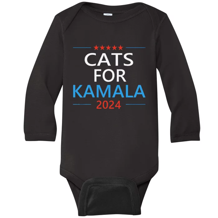 Cats For Kamala Harris 2024 Childless Cat Lady Jd Vance Baby Long Sleeve Bodysuit