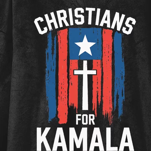 Christians For Kamala Patriotic American Harris Christians Hooded Wearable Blanket