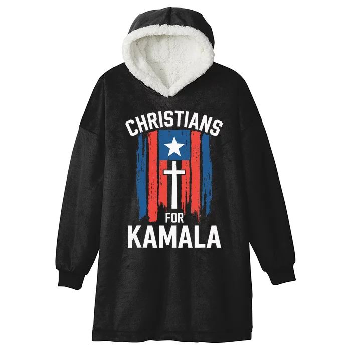 Christians For Kamala Patriotic American Harris Christians Hooded Wearable Blanket