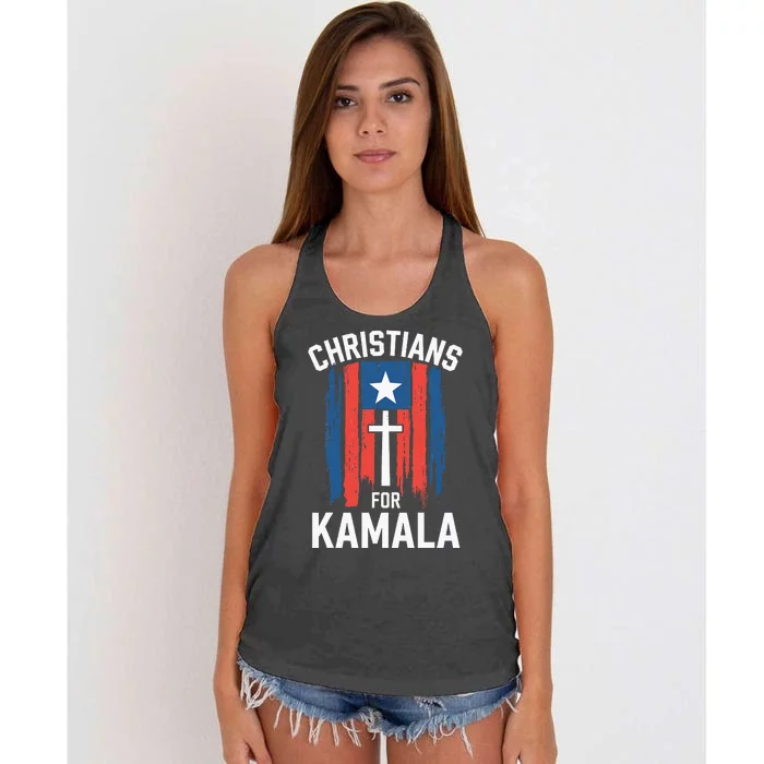 Christians For Kamala Patriotic American Harris Christians Women's Knotted Racerback Tank