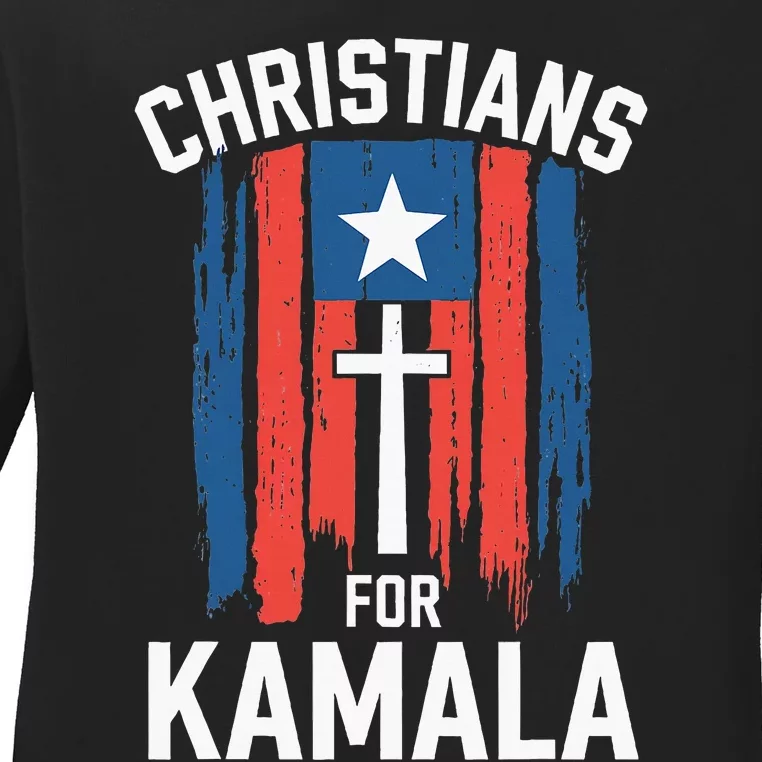 Christians For Kamala Patriotic American Harris Christians Ladies Long Sleeve Shirt