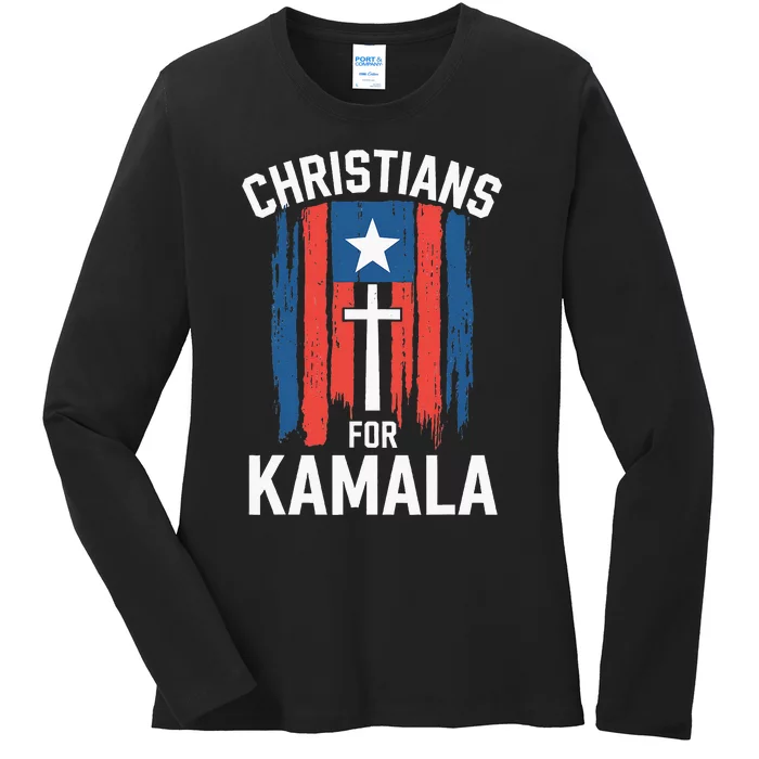 Christians For Kamala Patriotic American Harris Christians Ladies Long Sleeve Shirt