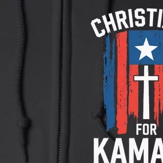 Christians For Kamala Patriotic American Harris Christians Full Zip Hoodie