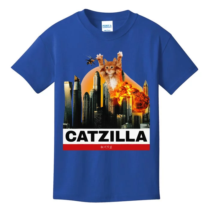 CATZILLA Funny Kitty For Cat Lovers To Halloween Kids T-Shirt