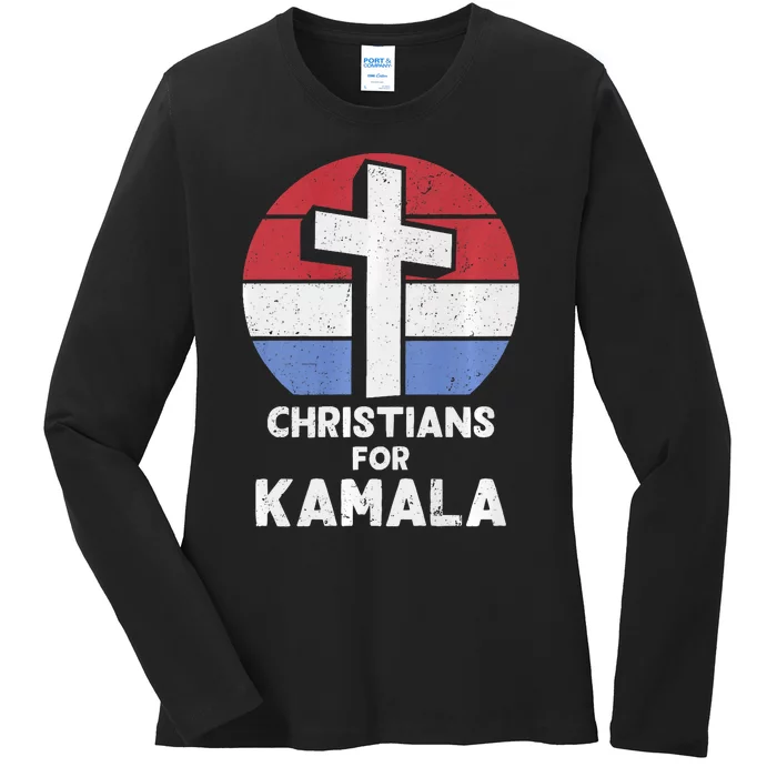 Christians For Kamala Harris Evangelical Voter Kamala 2024 Ladies Long Sleeve Shirt