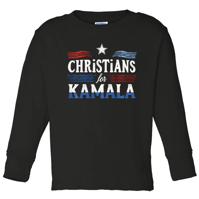 Christians For Kamala Patriotic American Harris Christians Toddler Long Sleeve Shirt