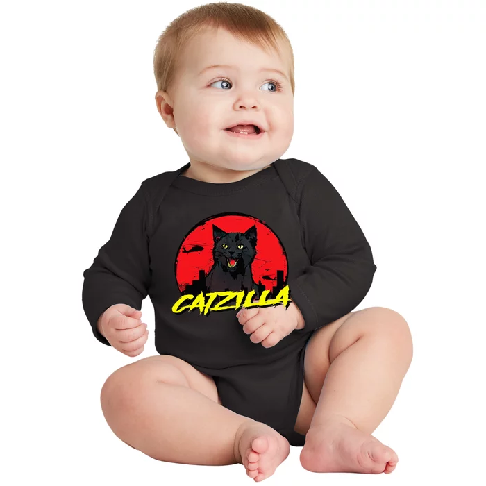 CATZILLA Funny Kitty for Cat Lovers Cat Owner Baby Long Sleeve Bodysuit