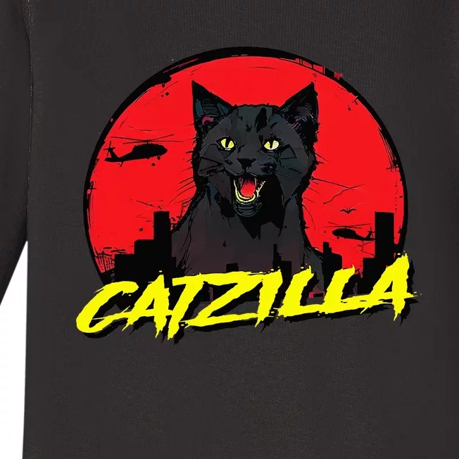 CATZILLA Funny Kitty for Cat Lovers Cat Owner Baby Long Sleeve Bodysuit