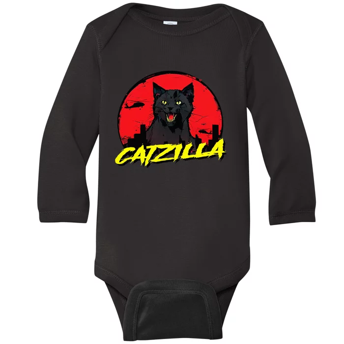 CATZILLA Funny Kitty for Cat Lovers Cat Owner Baby Long Sleeve Bodysuit