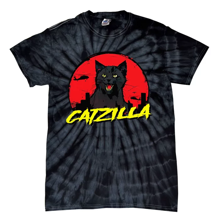 CATZILLA Funny Kitty for Cat Lovers Cat Owner Tie-Dye T-Shirt