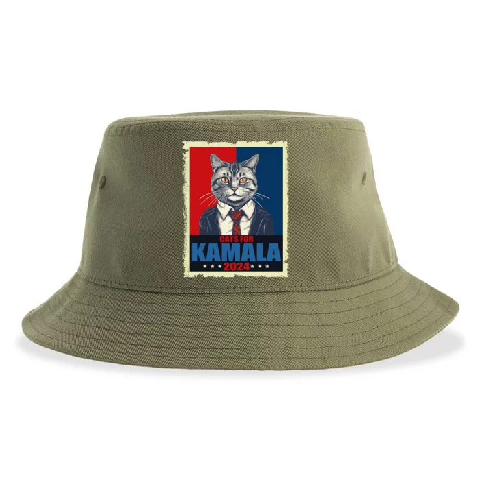 Cats For Kamala 2024 Cat Lady Kamala Cat Lovers Gift Sustainable Bucket Hat