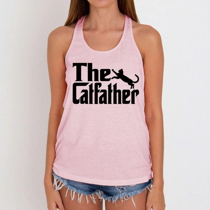 Cat Father Kitty Dad Fathers Day Meow Feline Women's Knotted Racerback Tank